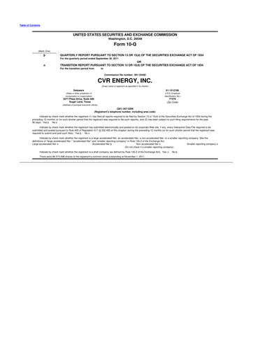 Thumbnail CVR Energy 10-Q Quarterly Report FY2011 