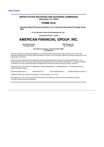 Thumbnail American Financial Group
 10-Q Quarterly Report FY 