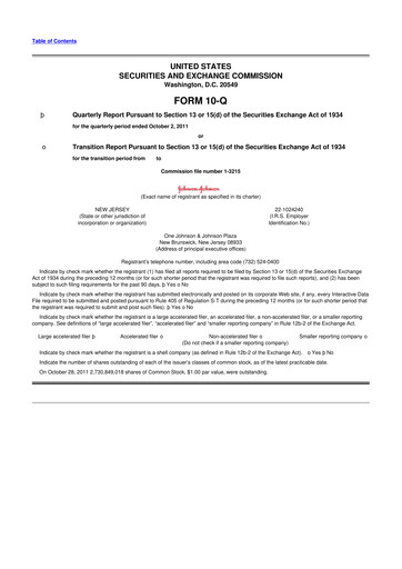 Vorschaubild Johnson & Johnson 10-Q Quartalsbericht 2011 