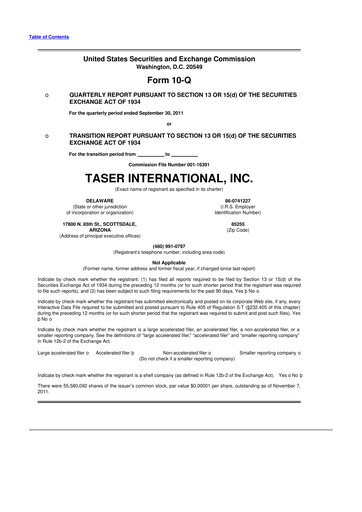 Thumbnail Axon Enterprise
 10-Q Quarterly Report FY2011 