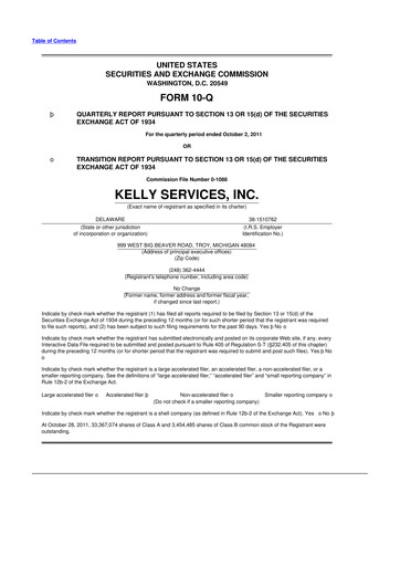 Miniature Kelly Services
 10-Q Rapport trimestriel 2011 