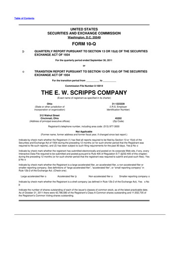 Thumbnail E. W. Scripps Company
 10-Q Quarterly Report FY2011 