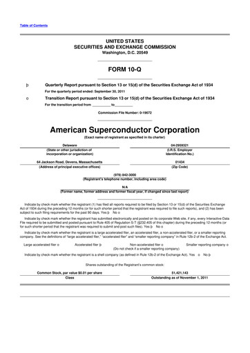 Thumbnail American Superconductor Corporation 10-Q Quarterly Report FY2012 