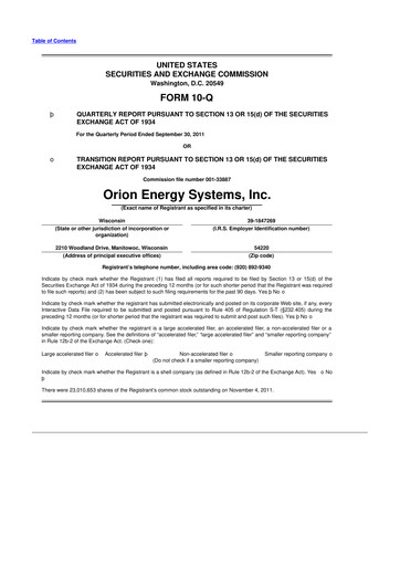 Vorschaubild Orion Energy Systems
 10-Q Quartalsbericht 2012 