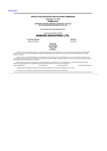 Vorschaubild Nabors Industries
 10-Q Quartalsbericht 2011 