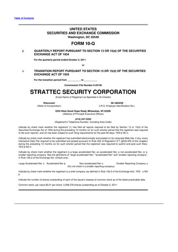 Vorschaubild Strattec Security 10-Q Quartalsbericht 2012 