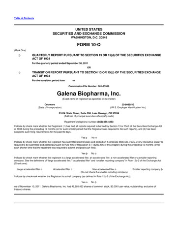 Miniature SELLAS Life Sciences 10-Q Rapport trimestriel 2011 
