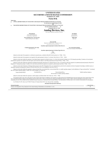 Thumbnail Analog Devices 10-K Annual Report 2011