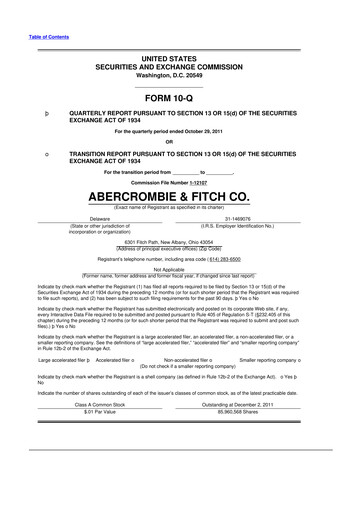 Thumbnail Abercrombie & Fitch 10-Q Quarterly Report FY2011 