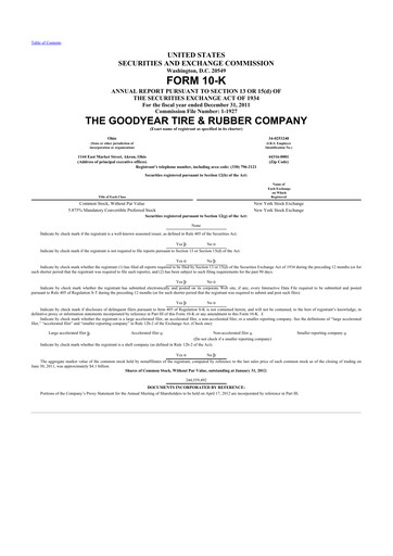 Thumbnail Goodyear 10-K Annual Report 2011