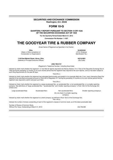 Thumbnail Goodyear 10-Q Quarterly Report FY2012 