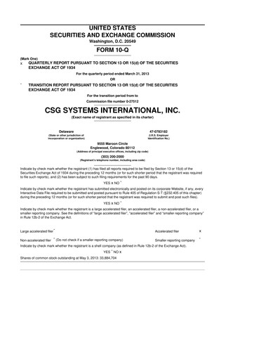 Thumbnail CSG International
 10-Q Quarterly Report FY2013 