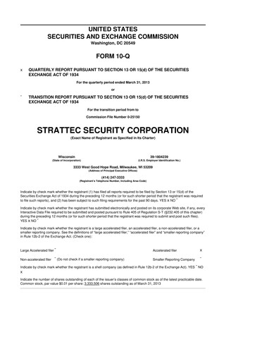 Vorschaubild Strattec Security 10-Q Quartalsbericht 2013 