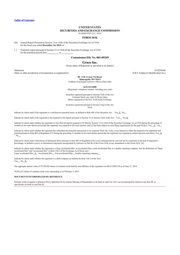 Thumbnail Graco 10-K Annual Report 2014