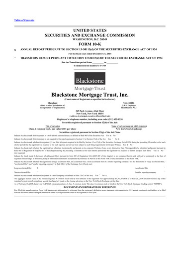 Thumbnail Blackstone Mortgage Trust
 10-K Annual Report 2014