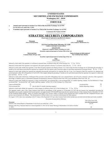 Miniature Strattec Security 10-K Rapport annuel 2016