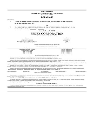 Thumbnail FedEx 10-K Annual Report 2017