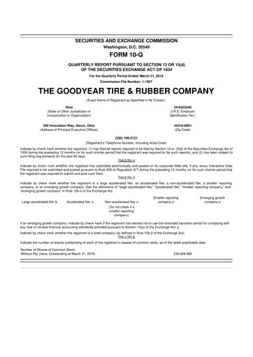 Thumbnail Goodyear 10-Q Quarterly Report FY2018 