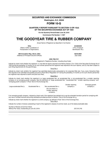 Thumbnail Goodyear 10-Q Quarterly Report FY2018 