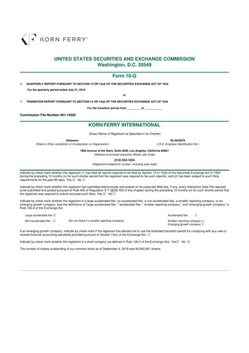 Miniature Korn Ferry
 10-Q Rapport trimestriel  