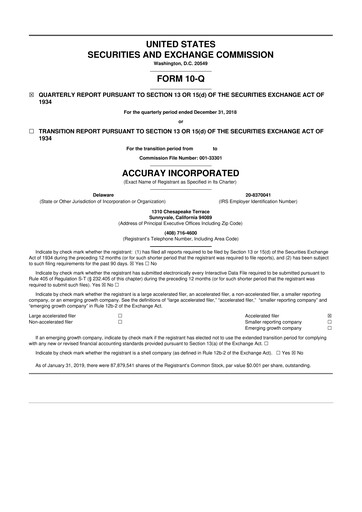Thumbnail Accuray 10-Q Quarterly Report FY2019 