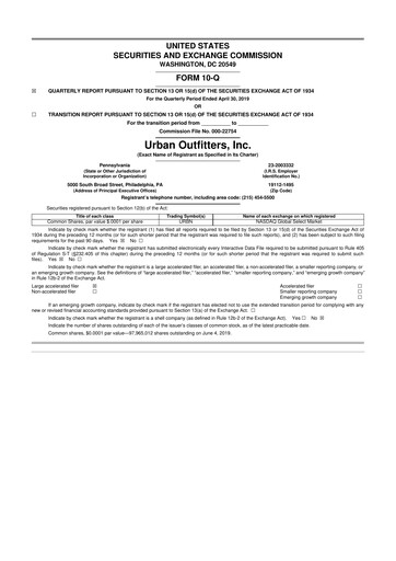 Thumbnail Urban Outfitters
 10-Q Quarterly Report FY2020 