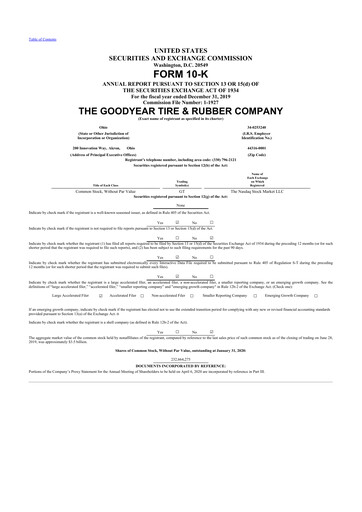 Thumbnail Goodyear 10-K Annual Report 2019