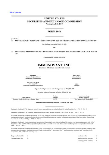 Vorschaubild Immunovant 10-K Jahresbericht 2019