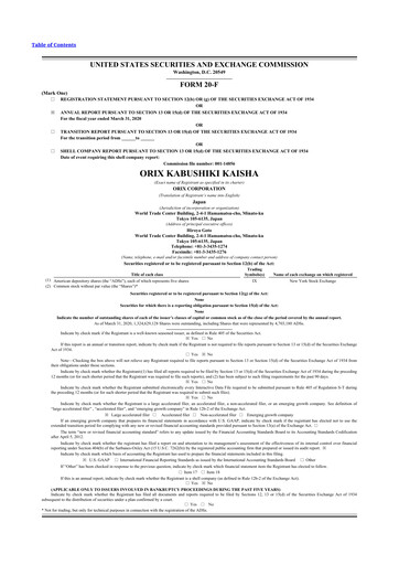 Thumbnail ORIX
 20-F Annual Report 2020