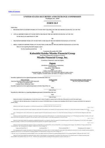 Thumbnail Mizuho Financial Group
 20-F Annual Report 2020