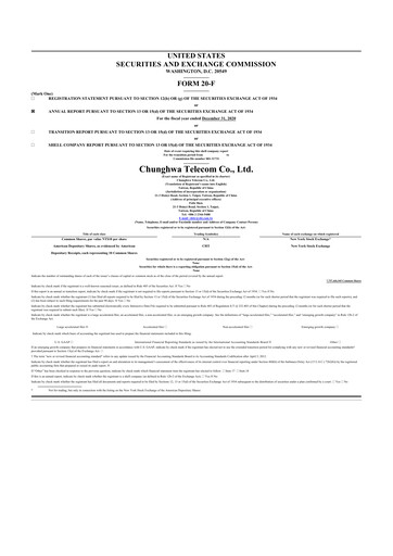 Thumbnail Chunghwa Telecom 20-F Annual Report 2020