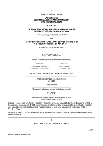 Miniature Kelly Services
 10-Q Rapport trimestriel  