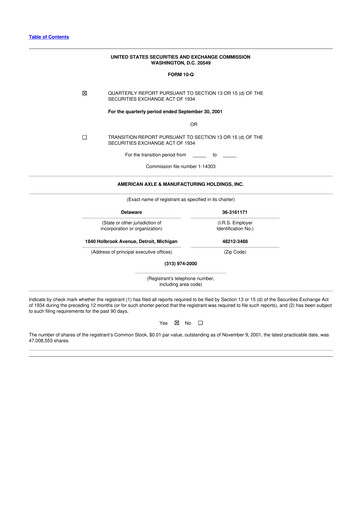Thumbnail American Axle & Manufacturing 10-Q Quarterly Report FY 