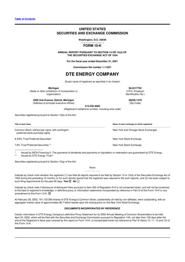 Vorschaubild DTE Energy
 10-K Jahresbericht 2001