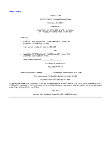 Thumbnail Kellanova 
 (Kellogg's) 10-Q Quarterly Report FY 