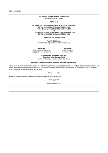 Thumbnail PulteGroup 10-Q Quarterly Report FY 