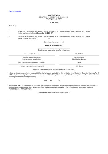 Thumbnail Ford 10-Q Quarterly Report FY 