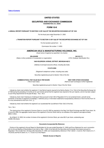 Thumbnail American Axle & Manufacturing 10-K Annual Report 