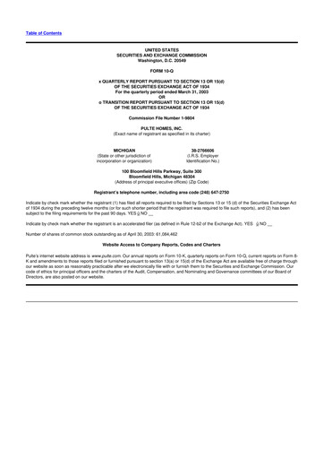 Thumbnail PulteGroup 10-Q Quarterly Report FY 