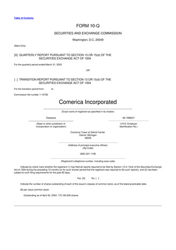 Thumbnail Comerica 10-Q Quarterly Report FY 