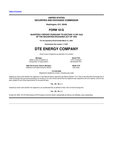 Thumbnail DTE Energy
 10-Q Quarterly Report FY 