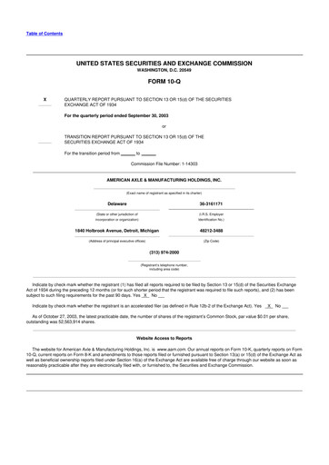 Thumbnail American Axle & Manufacturing 10-Q Quarterly Report FY 
