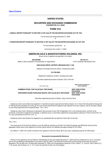 Thumbnail American Axle & Manufacturing 10-K Annual Report 