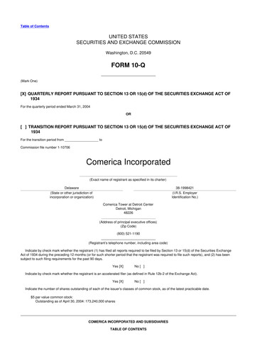 Thumbnail Comerica 10-Q Quarterly Report FY 