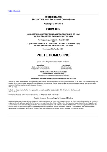 Thumbnail PulteGroup 10-Q Quarterly Report FY 