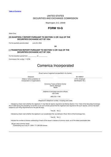 Thumbnail Comerica 10-Q Quarterly Report FY 