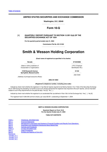 Thumbnail Smith & Wesson 10-Q Quarterly Report FY 