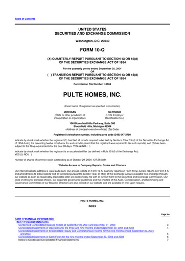 Thumbnail PulteGroup 10-Q Quarterly Report FY 