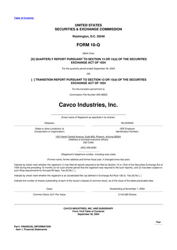 Miniature Cavco Industries 10-Q Rapport trimestriel  