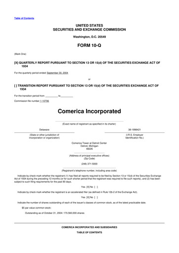 Thumbnail Comerica 10-Q Quarterly Report FY 